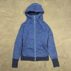 Lululemon Athletica Scuba Womens Blue Long Sleeve Full Zip‎ Hoodie Size 4